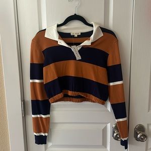 L.A Hearts cropped long sleeve polo